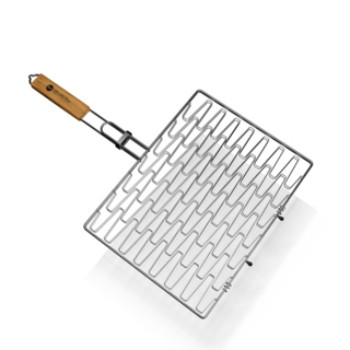 Решетка барбекю эластичная 800 Degrees Barbecue Flex Basket. Материал карбонированная сталь, бамбук.