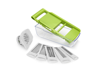 18639 FISSMAN Терка-шинковка с контейнером 32x14x9 см с 5 сменными лезвиями