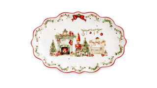 Блюдо овальное Decor de table Рождественский винтаж 32х21 см, фарфор