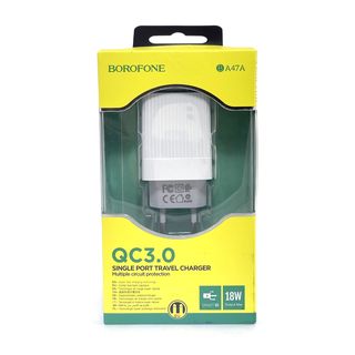 СЗУ BOROFONE BA47A Mighty Speed 1xUSB QC3.0, 18W, 3А (белый)