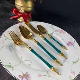 Набор столовых приборов Lenardi, 24 предмета зеленый , в подарочной упаковке, арт. 197-021