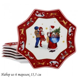 305-188 Набор из 6 тарелок 15,5см НОВЫЙ ГОД в под.уп. Фарфор