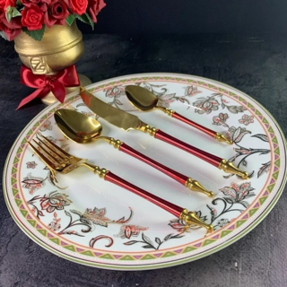 Набор столовых приборов Lenardi, 24 предмета, красный, в подарочной упаковке, арт. 197-020