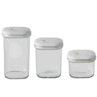 6933AO Емкость для хранения квадратная 500/1000/1500 мл слоновая кость Omada, набор 3 шт