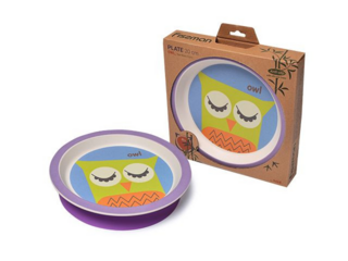 9468 FISSMAN Тарелка 20см Совенок плоская c присоской (бамбуковое волокно)