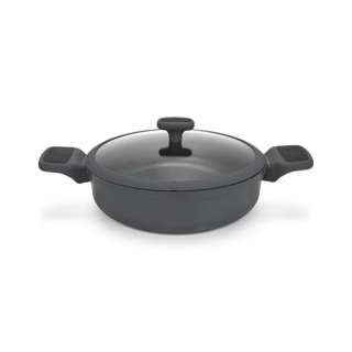 14586 FISSMAN Сотейник TITANIUM PRO 28x8см/4,3л со стеклянной крышкой (алюминий)