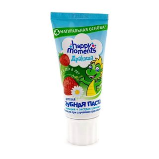 Детская зубная паста Дракоша Happy Moments клубничная, 60мл
