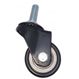 Колесо для тележек и мебели 50мм с болтом М10 черная TPR резина с подшипником 4062050 М10 /SCTR 25 BG