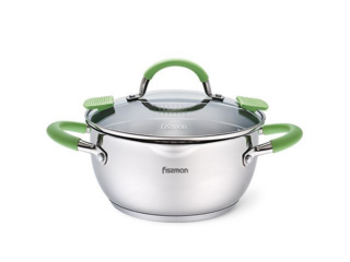 5500 FISSMAN Кастрюля CHARLOTTE 18x9см / 2л со стеклянной крышкой (нерж.сталь)