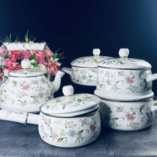 Набор эмалированной посуды Lenardi Magnolia из 10 предметов, в подарочной упаковке, арт. 776-065