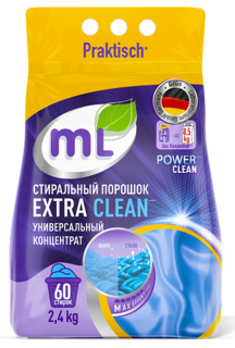 ML Стиральный порошок Meine Liebe EXTRA CLEAN универсальный концентрат, 2,4 кг