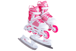 Коньки Laura роликовые/ледовые раздвижные со сменным шасси, р.34-37 (M)