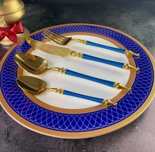 Набор столовых приборов Lenardi, 24 предмета синий , в подарочной упаковке, арт. 197-019