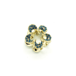 Заколка - краб для волос металлическая Helfrance, цветок с голубыми стразами, 2,2 см