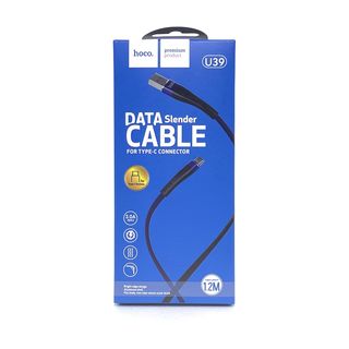 USB кабель HOCO U39 Slender Type-C, 2.4A, 1.2м, нейлон (синий с черным)