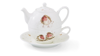 Набор Эгоист Royal Worcester Забавная фауна Малиновка, чайник и чашка с блюдцем, 300 мл