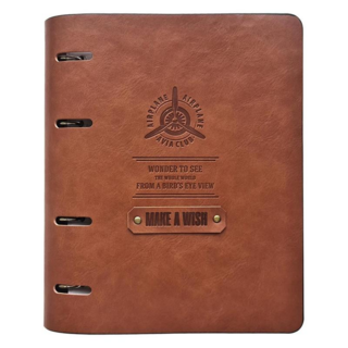 Бизнес-тетрадь А5, 120л, клетка, кольца, иск.кожа Airplane N2404