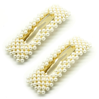 Заколка-зажим клик-клак жемчужная, Южная Корея, 2 шт, прямоугольник, 7 см