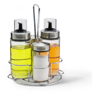 6435 FISSMAN Набор для масла и специй 5пр. 2/170мл и 2/90мл (стекло)