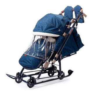 Санки Ника Детям 7-8  в елочку синий меланж НД7-8К/3