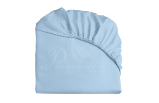 Простыня из однотонного сатина голубая на резинке, размер 90х200