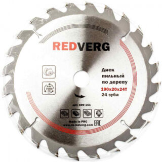 Диск пильный по дереву RedVerg твердосплавный 185х30/20/16 мм, 40 зубьев
