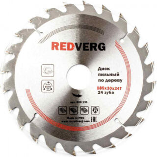 Диск пильный по дереву RedVerg твердосплавный 185х30/20/16 мм, 24 зуба