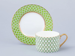 Чашка с блюдцем Императорский фарфоровый завод  250 мл форма Идиллия рисунок Лайм 1
