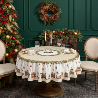 СКАТЕРТЬ КРУГЛАЯ  "ЩЕЛКУНЧИК" ,190СМ ,БЕЖЕВЫЙ , 100%ХЛОПОК , ТВИЛ