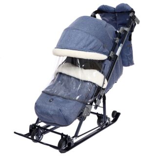 Санки Ника Детям 7-8К  спортивный синий джинс НД7-8K/7