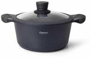 5041 FISSMAN Кастрюля PRESTIGE 20x9,5см / 2,4л со стеклянной крышкой (алюминий)