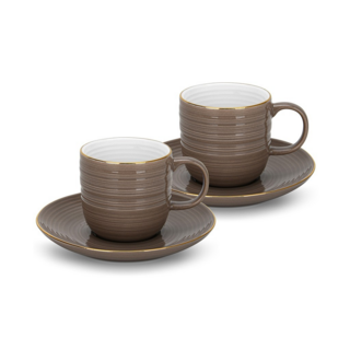 3698 FISSMAN Набор из 2 чашек FIRMINA brown 180 мл с блюдцами (фарфор)