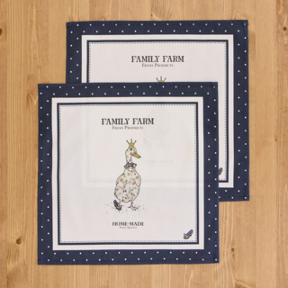 НАБОР САЛФЕТОК ИЗ 2-Х ШТ "FAMILY FARM",40Х40СМ, 100% ХЛОПОК ,СИНИЙ,ТВИЛ,