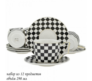 Чайный набор Lenardi, фарфор, 12 предметов, в подарочной упаковке, арт. 244-048