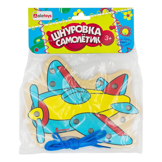 Шнуровка Самолетик, развивающая игрушка для детей, арт. ШН30