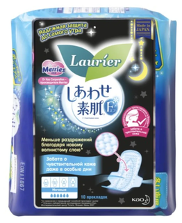 Laurier F  Женские ночные  тонкие гигиенические прокладки с крылышками 30 см,10 шт.