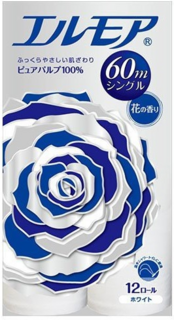 162419 "Kami Shodji" "ELLEMOI" Ароматизированная однослойная туалетная бумага 60м (12 рулонов) 1/8