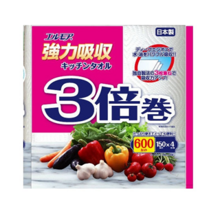 172326 "Kami Shodji" "ELLEMOI" Бумажные полотенца для кухни 150 отрезков (4 рулона) 1/12