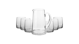 Набор для воды Krosno Фьорд 7 предметов, кувшин 1 л, стаканы для воды 300 мл 6 шт, стекло, п/к