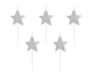Свечи Party Deco "Серебряные звезды"