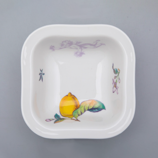 Салатник Императорский фарфоровый завод 2-порционный квадратный форма Молодежная рисунок Лимоны