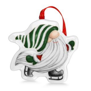 0409 FISSMAN Новогодняя елочная игрушка Гном на коньках 7х7см (доломит)