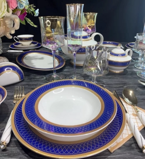 Обеденный сервиз Lenardi  23 предмета  САПФИР в подарочной упаковке. Фарфор, арт. 205-034