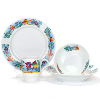 Набор детской посуды Дулевский фарфор 4 предмета рисунок Аквариум