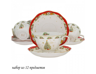 205-292 Чайный набор 12пр. 250 мл  НОВЫЙ ГОД в под.уп. Фарфор