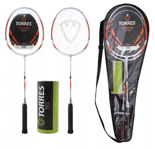 Набор для бадминтона TORRES Hybrid, для начинающ.,стал. стерж, алюм. обод, со струнами, оранж