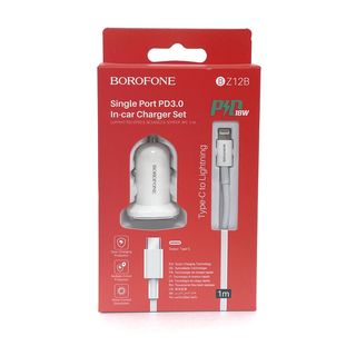 АЗУ BOROFONE BZ12B Lasting Power PD 18W, 3A + USB-C кабель Lightning 8-pin, 1м (белый)