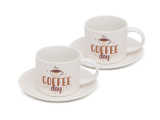 3707 FISSMAN Набор из 2-х чашек 240 мл COFFEE DAY с блюдцами (фарфор)