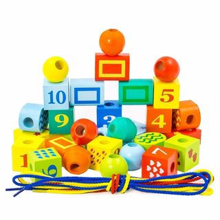 Деревянный конструктор Шнуровочка - цифры, развивающая игрушка для детей, арт. КШЦ3001