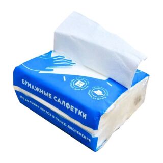 Салфетки бумажные Non-stop 1-слойные, 100 листов, 24х21 см, белые